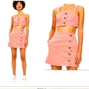 Topshop asymmetrical button down skirt in burnt orange